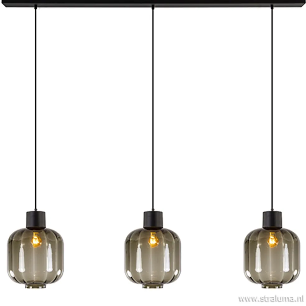 Cheap Straluma Glazen eettafelhanglamp zwart luxury
