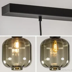 Cheap Straluma Glazen eettafelhanglamp zwart luxury