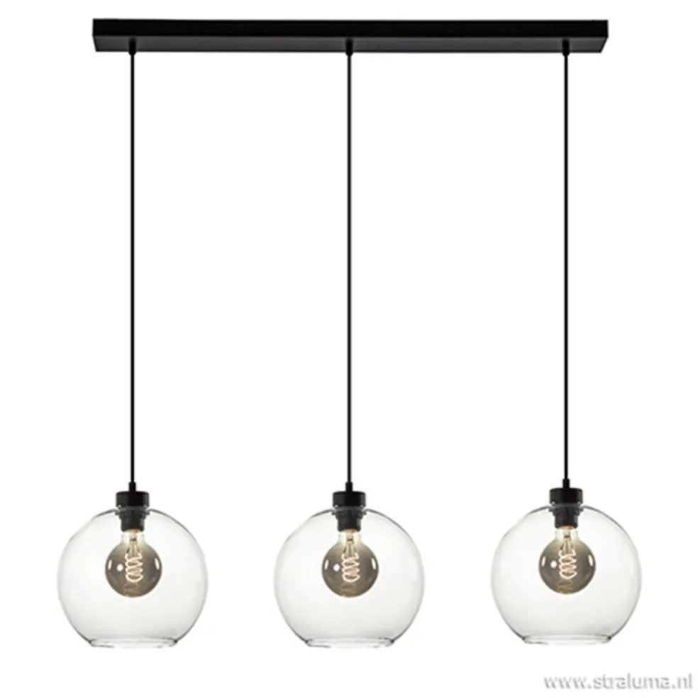 Online Straluma Glazen 3-lichts hanglamp eettafel clear