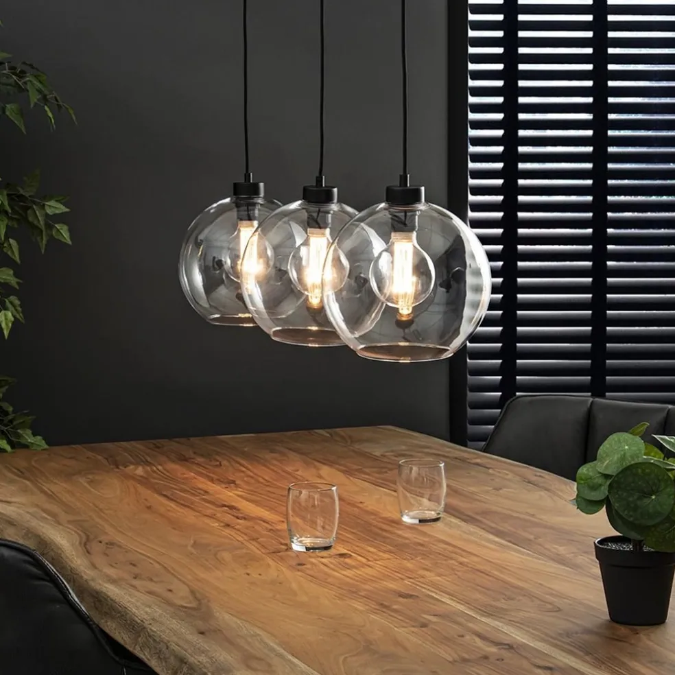 Online Straluma Glazen 3-lichts hanglamp eettafel clear