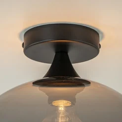 Sale Straluma Globe plafondlamp zwart met smoke/titanium glas 30 cm
