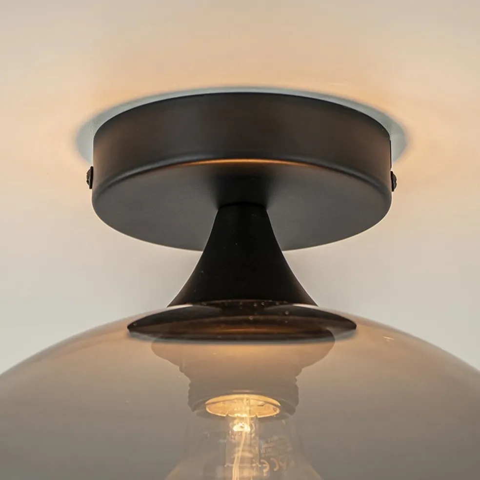 Sale Straluma Globe plafondlamp zwart met smoke/titanium glas 30 cm