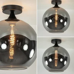 Sale Straluma Globe plafondlamp zwart met smoke/titanium glas 30 cm