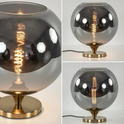 Online Straluma Globe tafellamp smoke/titanium met gouden voet
