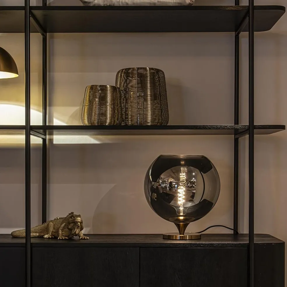 Online Straluma Globe tafellamp smoke/titanium met gouden voet