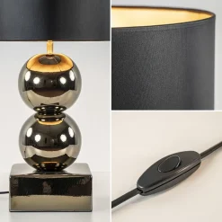 Online Straluma Gouden tafellamp bollen met zwart/gouden kap