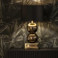 Online Straluma Gouden tafellamp bollen met zwart/gouden kap