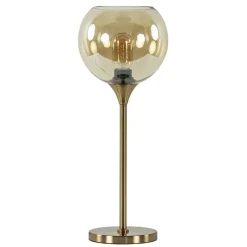 Discount Straluma Gouden tafellamp met amber glazen bol 20 cm