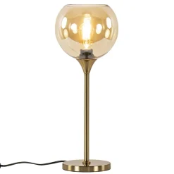 Discount Straluma Gouden tafellamp met amber glazen bol 20 cm