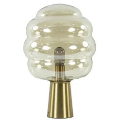 Fashion Straluma Gouden tafellamp Misty met amber glazen kap L&L