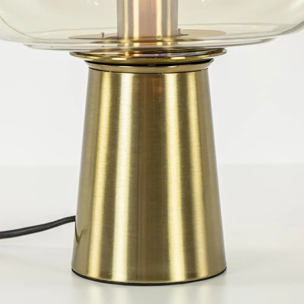 Fashion Straluma Gouden tafellamp Misty met amber glazen kap L&L