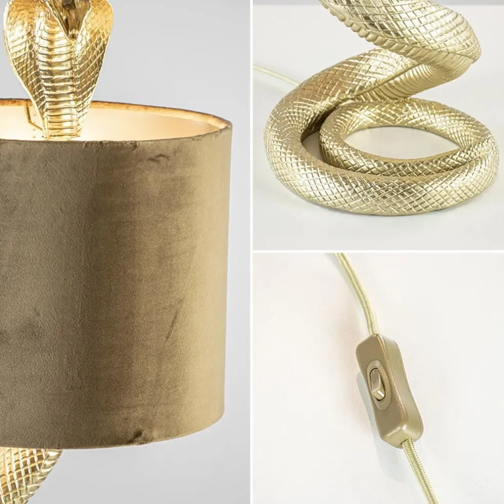 Sale Straluma Gouden tafellamp Snake met velours kap