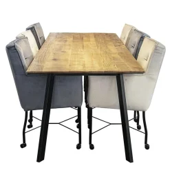 New Straluma Grijs/beige eetkamerstoel met wieltjes gr 2