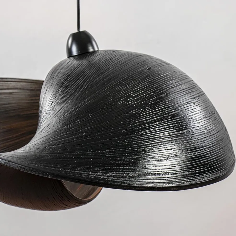 Outlet Straluma Grote bamboe hanglamp shell zwart