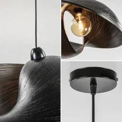 Outlet Straluma Grote bamboe hanglamp shell zwart