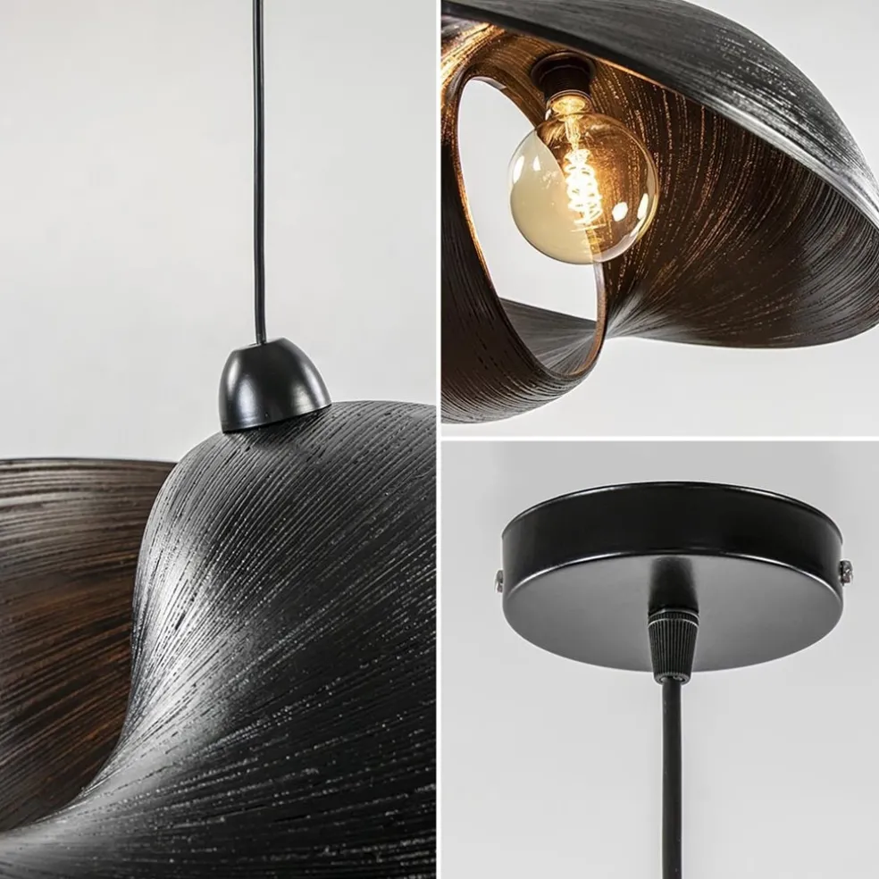 Outlet Straluma Grote bamboe hanglamp shell zwart