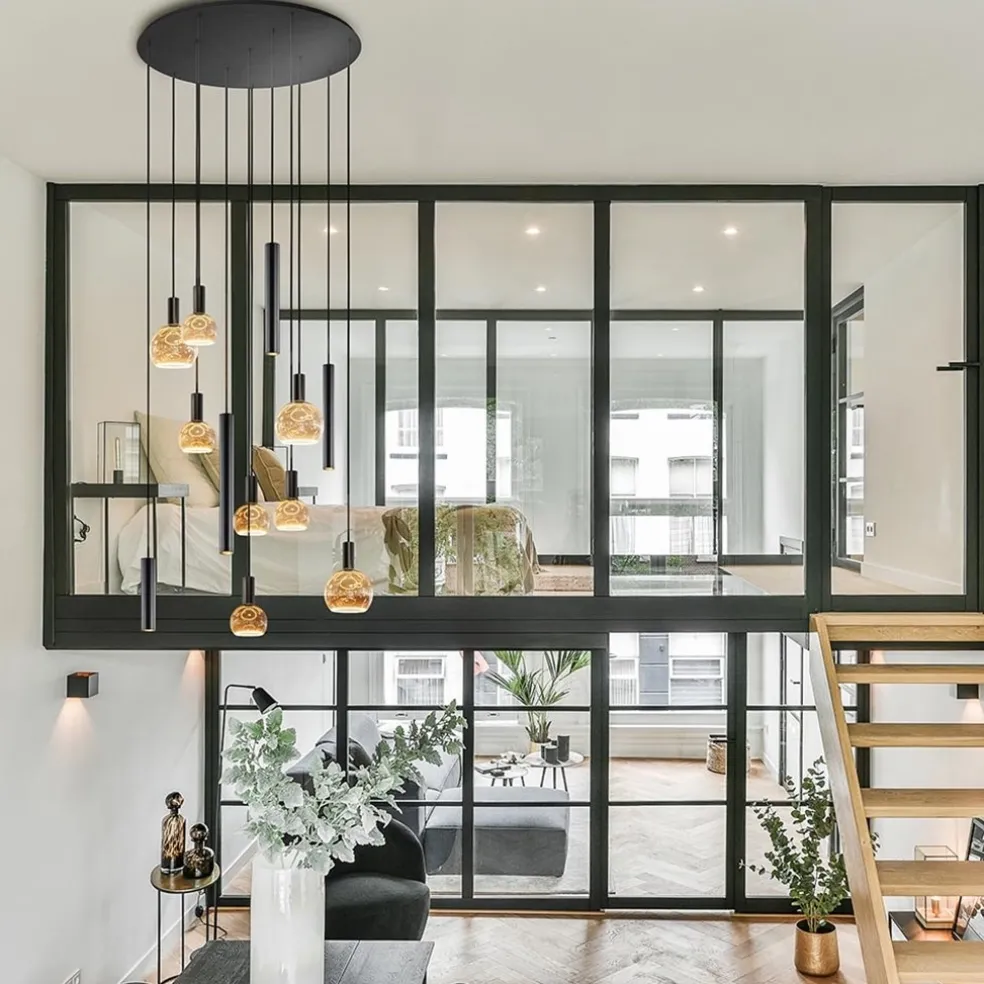 Best Straluma Grote design hanglamp / videlamp zwart Ø100 cm