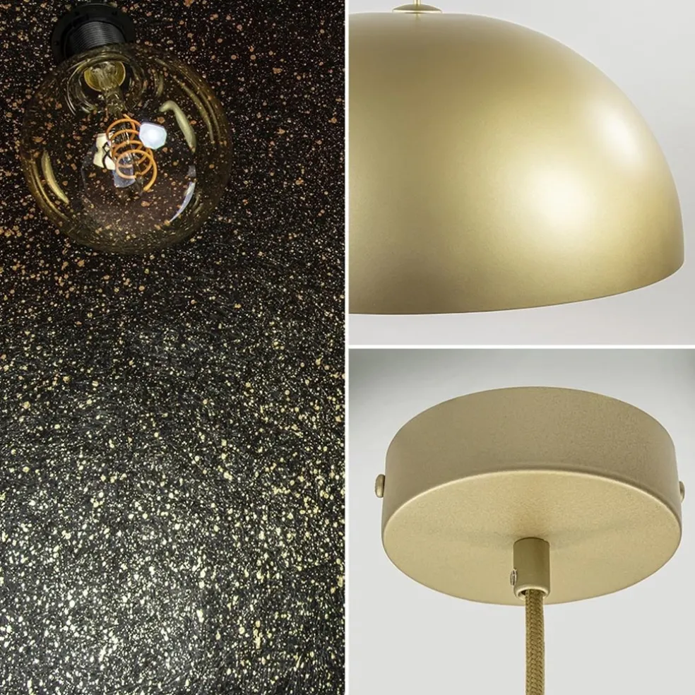 Online Straluma Grote design hanglamp koepel mat goud met zwart 90 cm