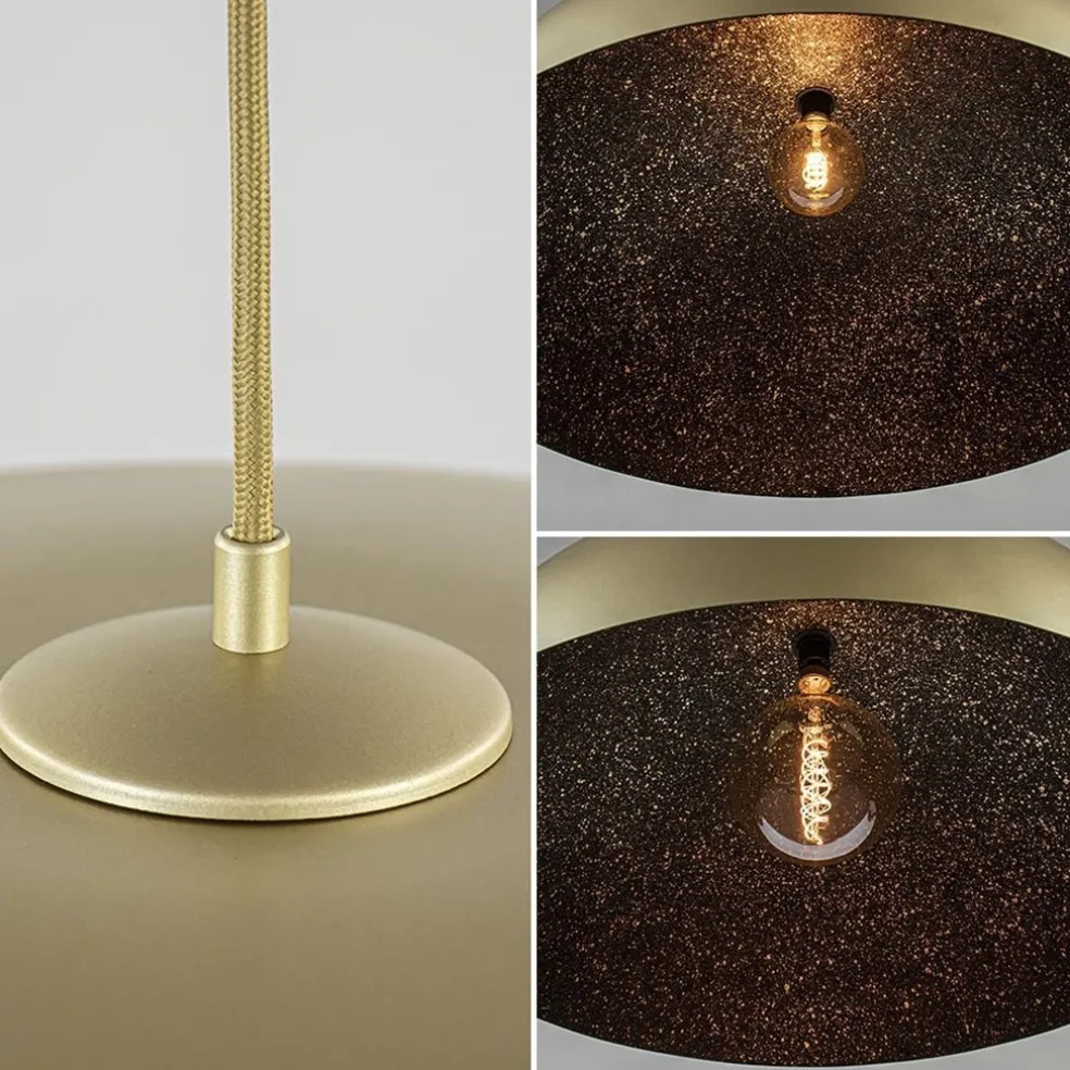 Online Straluma Grote design hanglamp koepel mat goud met zwart 90 cm