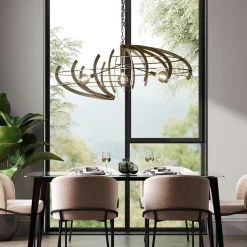 Best Sale Straluma Grote design hanglamp ovaal oud messing