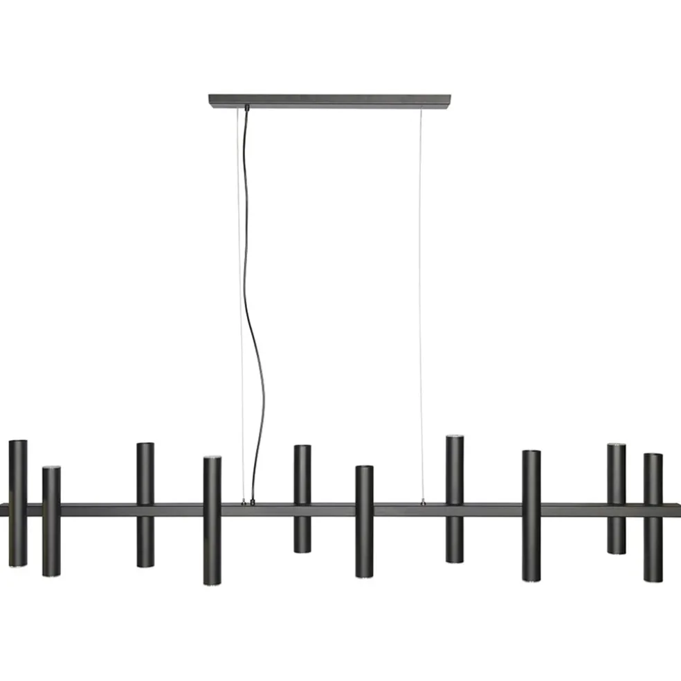 Fashion Straluma Grote design hanglamp tubes mat zwart 14-lichts
