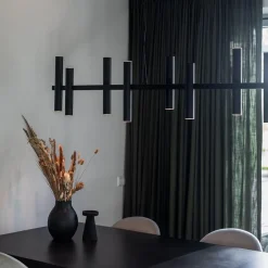 Fashion Straluma Grote design hanglamp tubes mat zwart 14-lichts