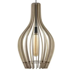 Store Straluma Grote hanglamp blank houten kap met zwart