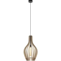 Store Straluma Grote hanglamp blank houten kap met zwart