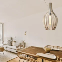 Store Straluma Grote hanglamp blank houten kap met zwart