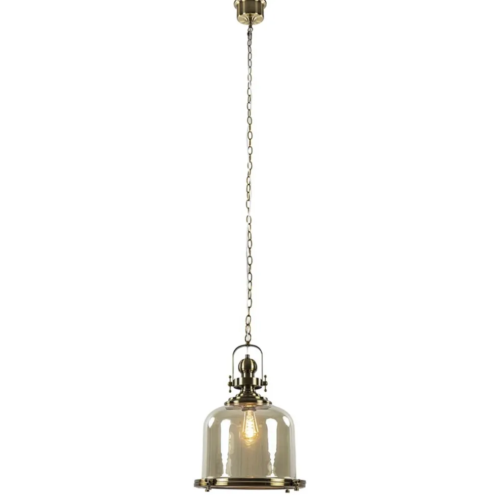 Store Straluma Grote hanglamp brons met amber glas