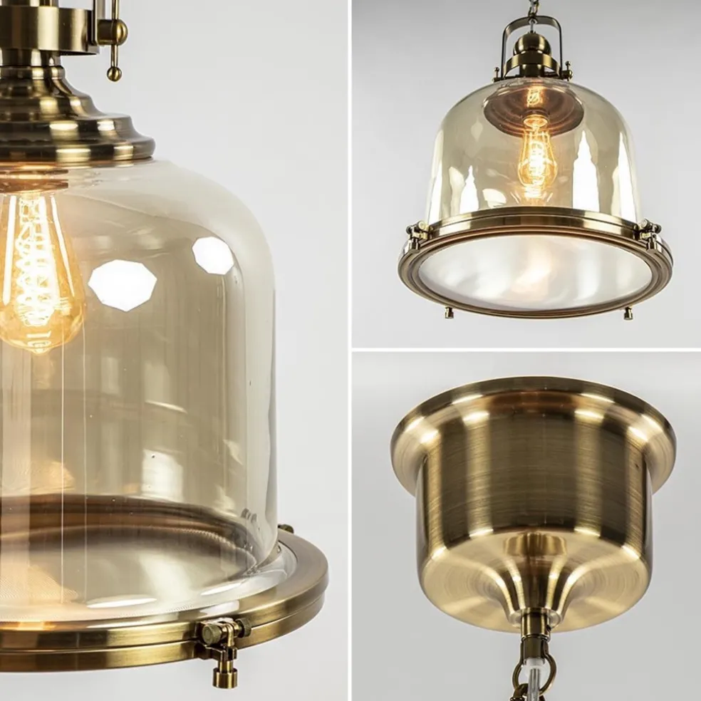 Store Straluma Grote hanglamp brons met amber glas