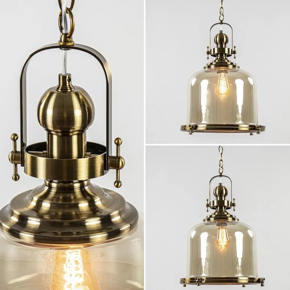 Store Straluma Grote hanglamp brons met amber glas