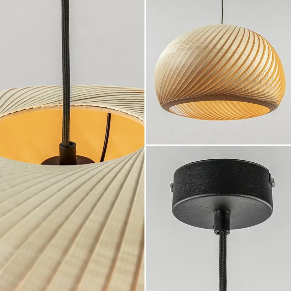 Store Straluma Grote hanglamp hout naturel rond 60 cm