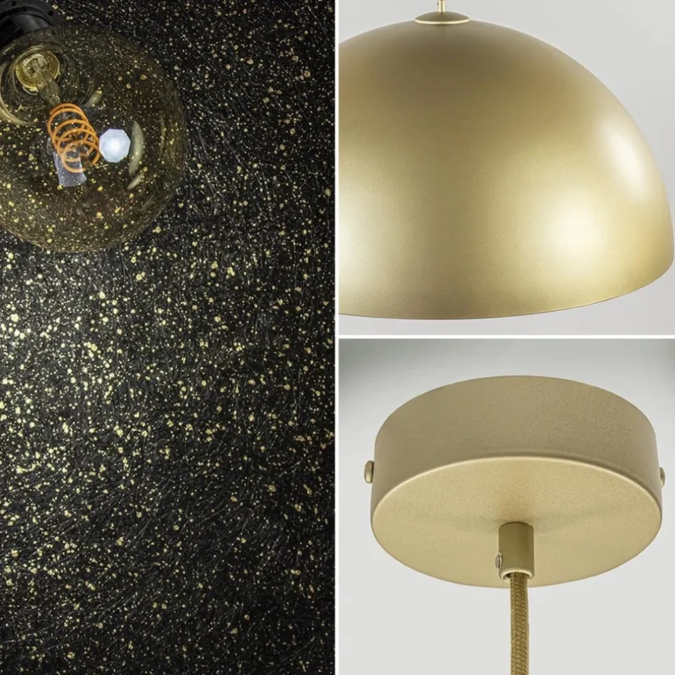 Sale Straluma Grote hanglamp koepel mat goud met zwart 70 cm