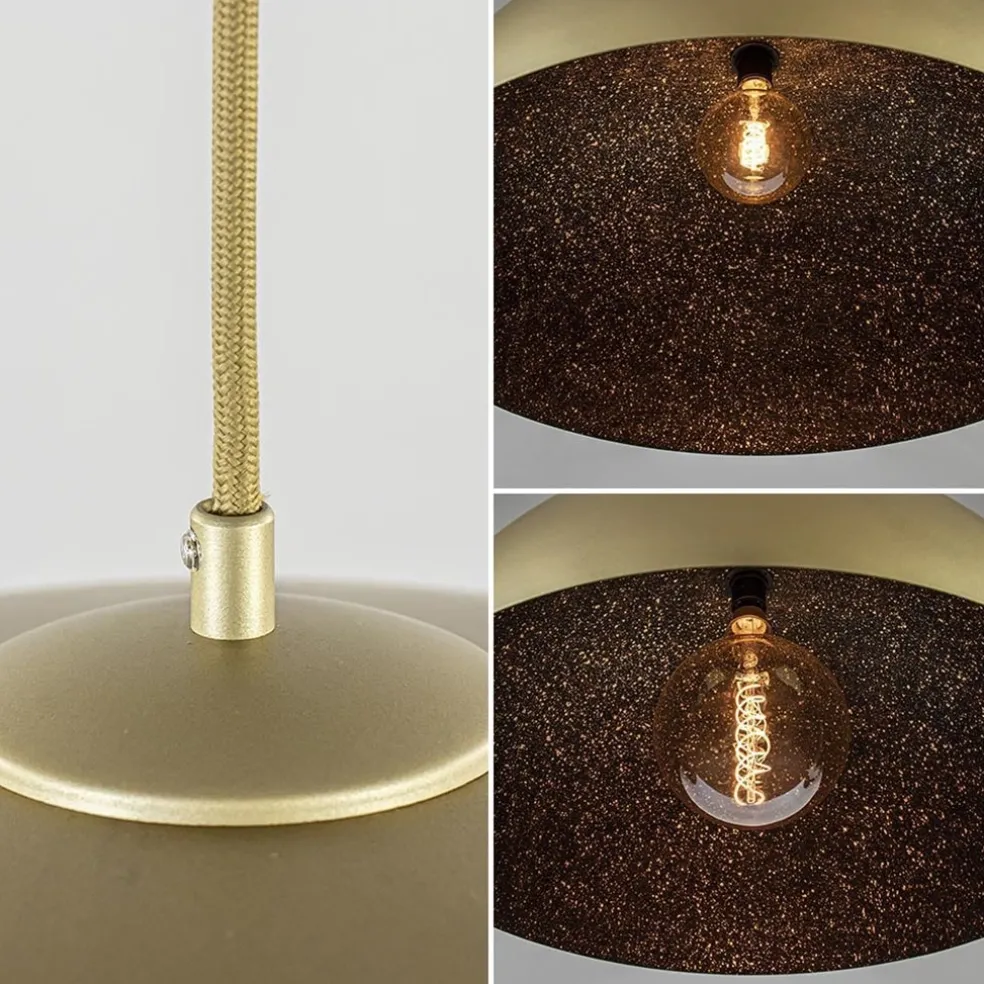 Sale Straluma Grote hanglamp koepel mat goud met zwart 70 cm