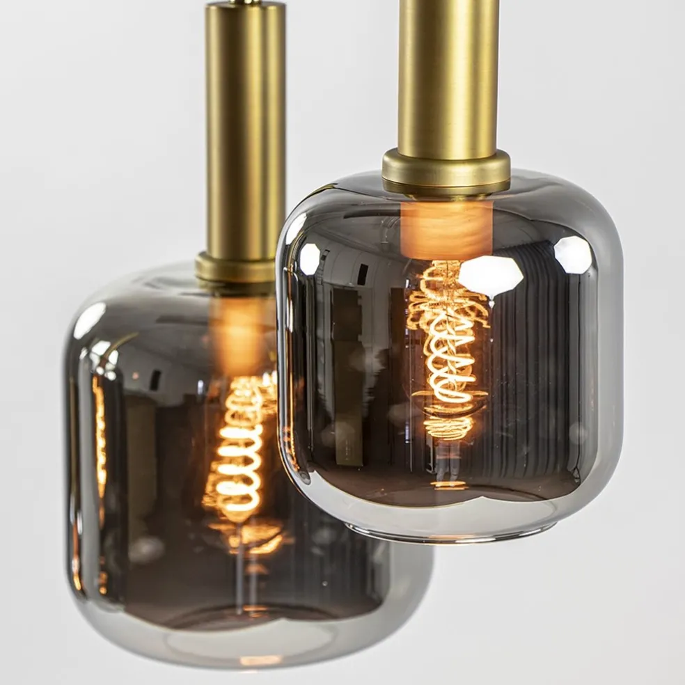 New Straluma Grote hanglamp Lekar 5-lichts antiek brons met smoke glas