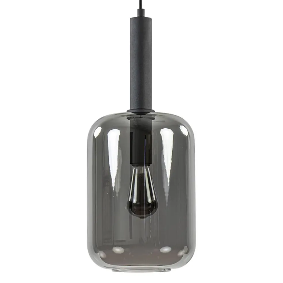 Cheap Straluma Grote hanglamp Lekar zwart met smoke glas
