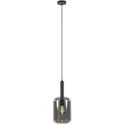 Cheap Straluma Grote hanglamp Lekar zwart met smoke glas