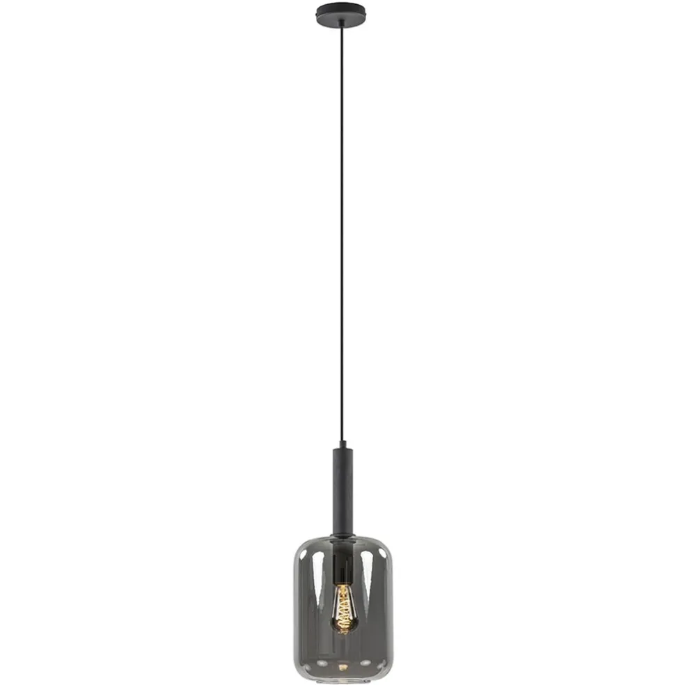 Cheap Straluma Grote hanglamp Lekar zwart met smoke glas