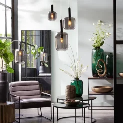 Cheap Straluma Grote hanglamp Lekar zwart met smoke glas