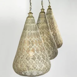 Sale Straluma Grote hanglamp 3-lichts mat goud met zwarte balk