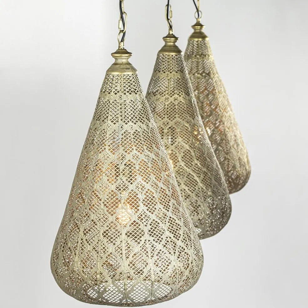 Sale Straluma Grote hanglamp 3-lichts mat goud met zwarte balk