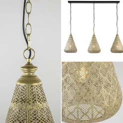 Sale Straluma Grote hanglamp 3-lichts mat goud met zwarte balk
