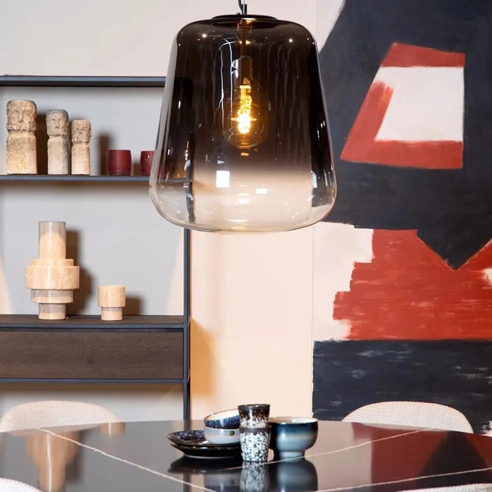 Sale Straluma Grote hanglamp smoke glazen kap met zwart