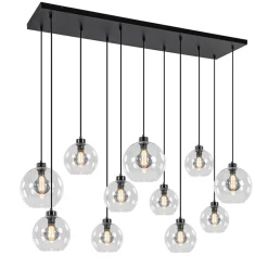 Fashion Straluma Grote hanglamp zwart 11- lichts multipendel helder glas