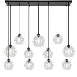 Fashion Straluma Grote hanglamp zwart 11- lichts multipendel helder glas