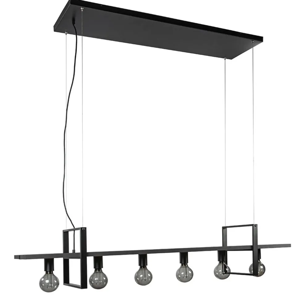 Cheap Straluma Grote hanglamp zwart frame met houten planken