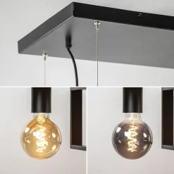 Cheap Straluma Grote hanglamp zwart frame met houten planken