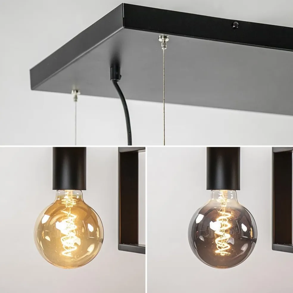 Cheap Straluma Grote hanglamp zwart frame met houten planken