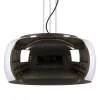 Online Straluma Grote hanglamp zwart met smoke glazen kap